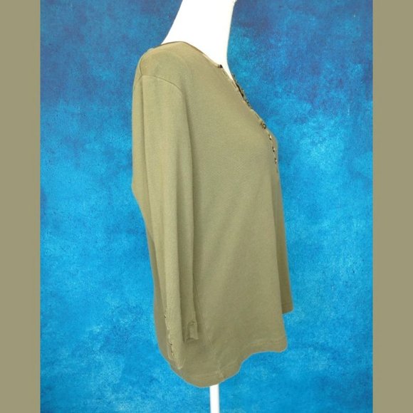 Dressbarn Green Henley Top Size XL - Picture 6 of 8